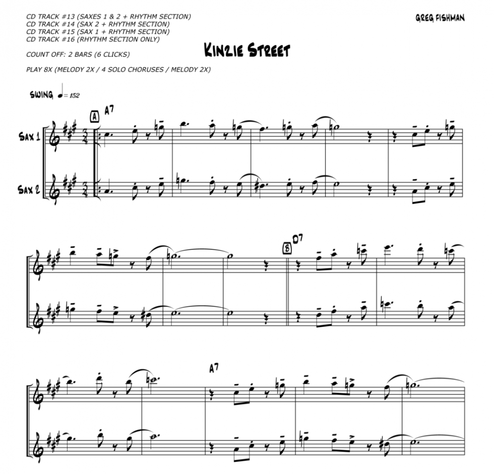 Jazz Saxophone Duets Volume 3 Greg Fishman Jazz Studios